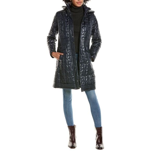 Via Spiga Jackets & Blazers - Via Spiga Womens  Quilted Coat, Blue